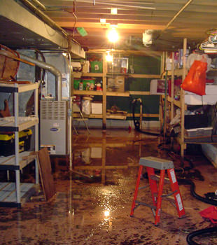 a flooded home in Brick
