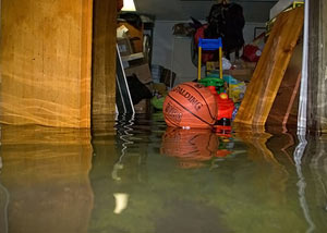 A flooded basement bedroom in Hightstown
